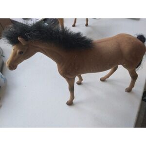 vintage 1990s brown flocked toy model horse 10 in